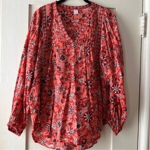 Old Navy Floral Paisley Long Sleeve Swing Blouse
